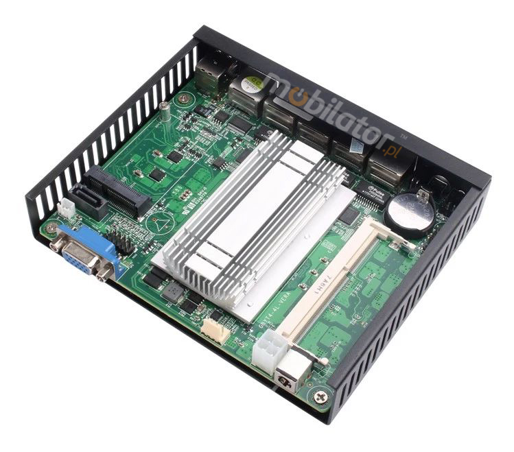 Wzmocniony Bezwentylatorowy Komputer Przemysowy z 4-ema kartami sieciowymi LAN - MiniPC yBOX-X33 - J1800 plyta glowna srodek vga intel mobilator wzmocniony szybki 4x lan rj45