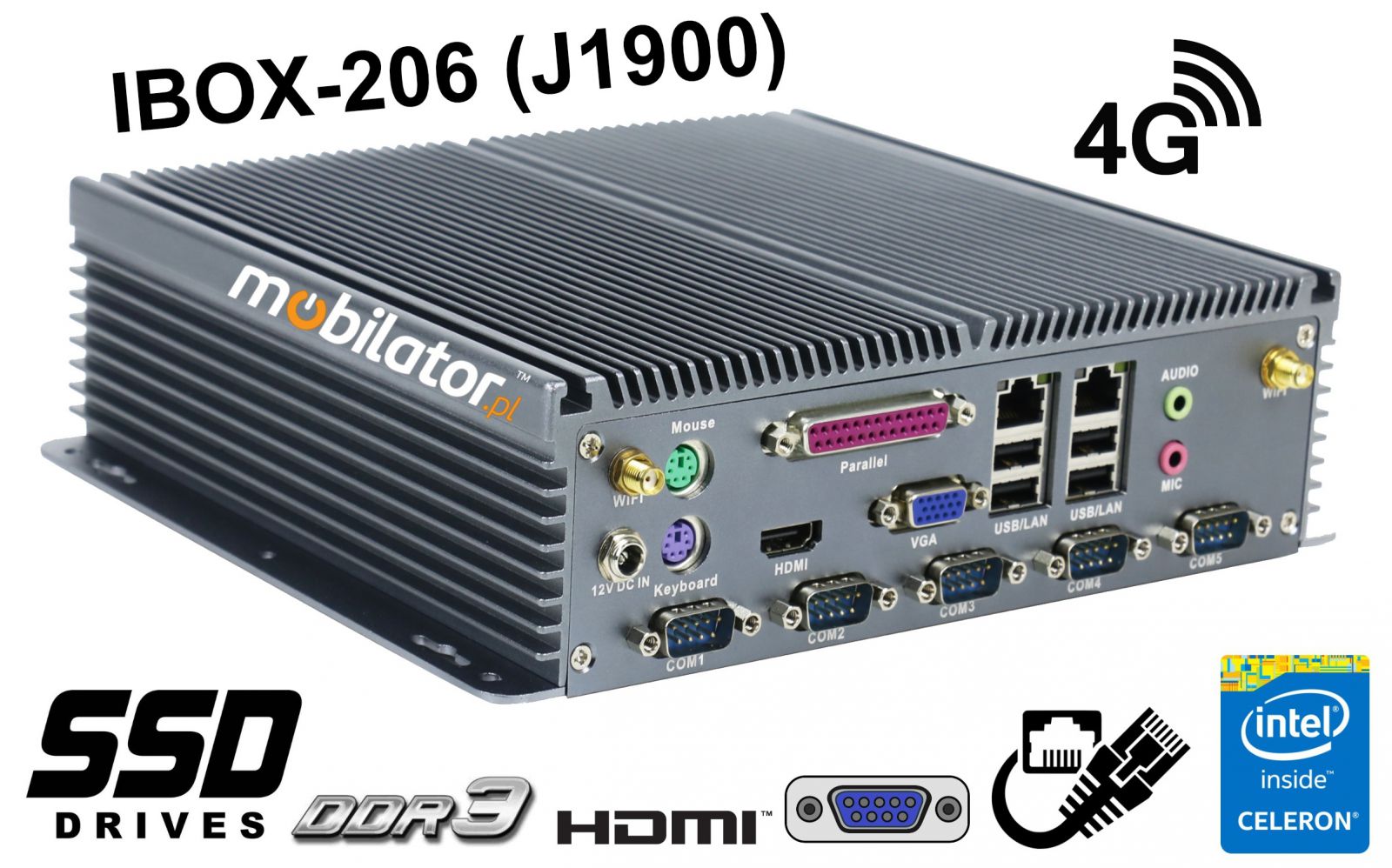 IBOX-206 Komputer przemysowy  dla zastosowa magazynowych z moduem WiFi 3G 4G 6x COM