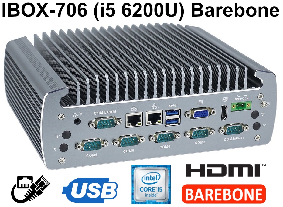 IBOX-706 (i5 6200U)  - Bezwentylatorowy komputer przemysowy z procesorem Intel Core i5