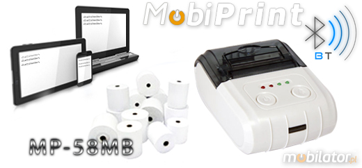 MobiPrint MP-58MB Drukarka termiczna mini drukarka kodw  Interfejs USB Bluetooth RS232 Mobilna Drukarka mobilator.pl windows android  New Portable Devices