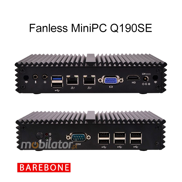 Komputer Przemysowy Fanless MiniPC mBOX Q190SE v Barebone mobilator intel celeron