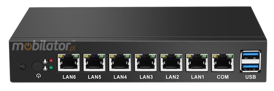 Wzmocniony Bezwentylatorowy Komputer Przemysowy z 6-cioma kartami sieciowymi LAN - MiniPC yBOX-X33 - 1007U Barebone tylni panel vga intel mobilator wzmocniony szybki 6x lan rj45