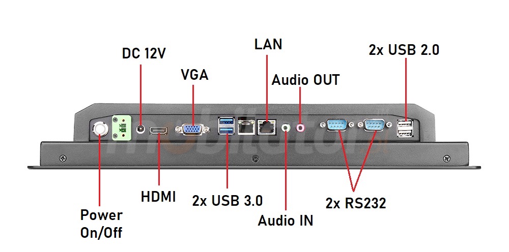BiBOX-150PC1-  Przemysowy panel PC z 2x portami COM (RS232) i 2x USB 2.0, 2x USB 3.0, HDMI oraz VGA
