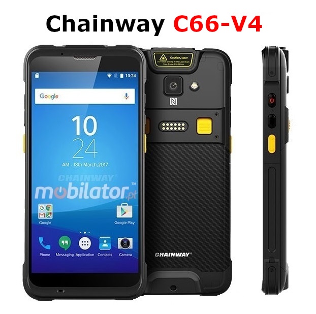 Chainway C66-V4 v.10 wstrzsoodporny przemysowy wytrzymay odporny smartfon NFC 4G IP65 skaner kodw kreskowych 2D Coasia UHF Indy Impinj R2000