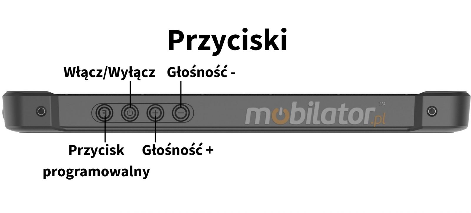 Emdoor T11X przyciski do wytrzymałego tabletu