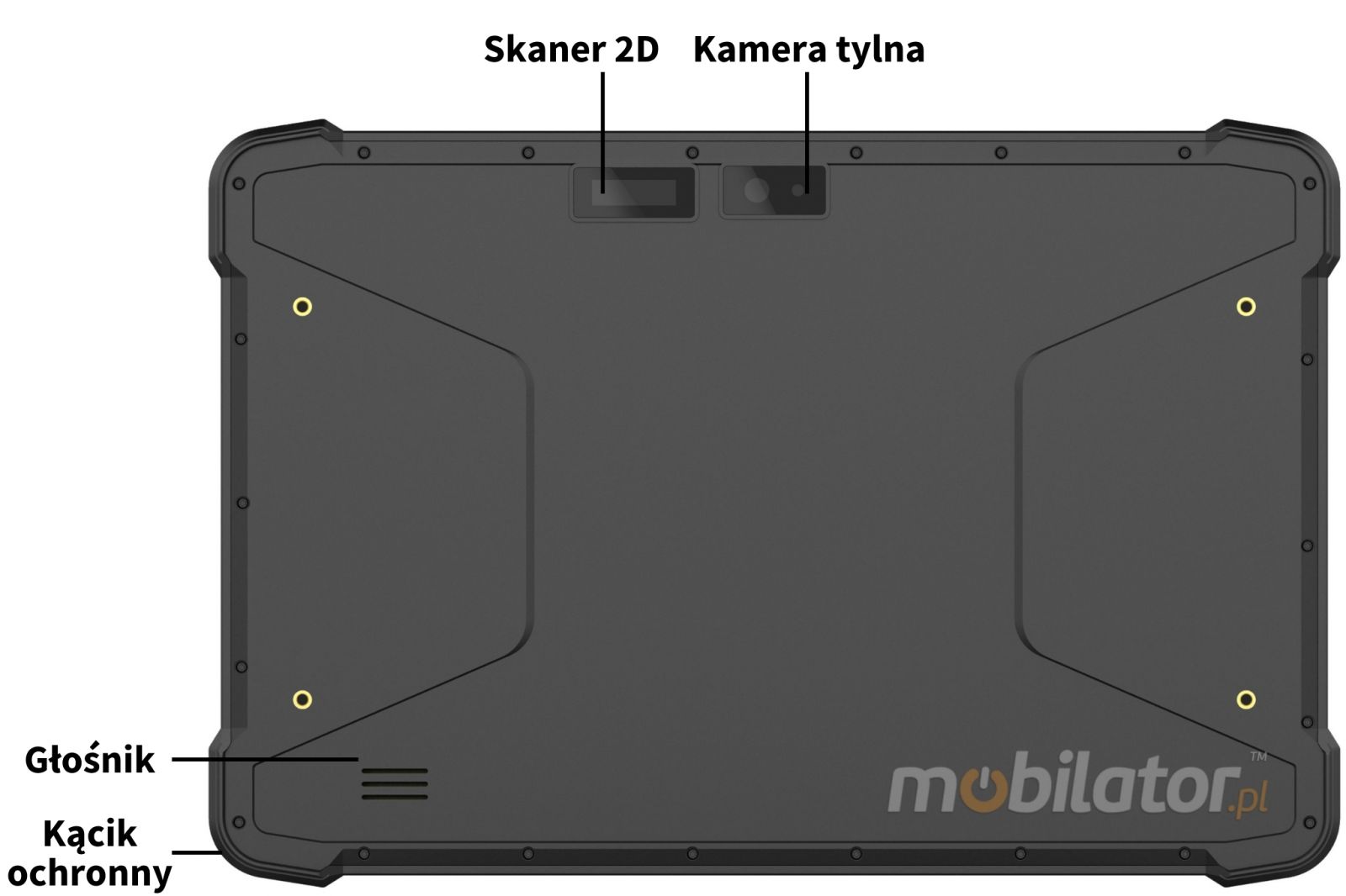 Emdoor T11X kąciki ochronne, skaner kodów 2D, głosnik