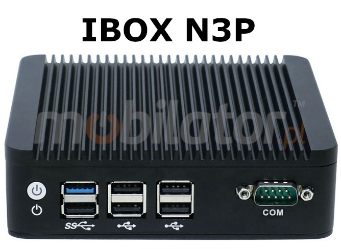 Wzmocniony mini Komputer Przemysowy Fanless MiniPC IBOX IBOX N3P - N3540 v. 5 pogladowe com rs232 mobilator szybki 2 lan rj45