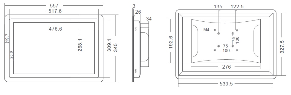 MobiTouch 215RK2 - 21.5 cala wodoodporny panel przedni (IP65) dotykowy komputer przemysowy z systemem Android, zcza: COM*2, HDMI*1, USB*2, RJ45*1, DC12V, Audio*1
