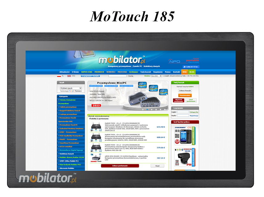 Monitor dotykowy MoTouch 185 Monitor dotykowy Ekran pojemnociowy capacitive wywietlacz 18,5 cala TFT LCD mobilator.pl New Portable Devices VGA HDMI