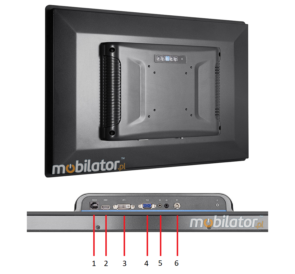 MoTouch 191 v.1 - TFT LCD Wzmocniony przemysowy Monitor dotykowy 19  cali - z norm IP65 na przedni cz obudowy