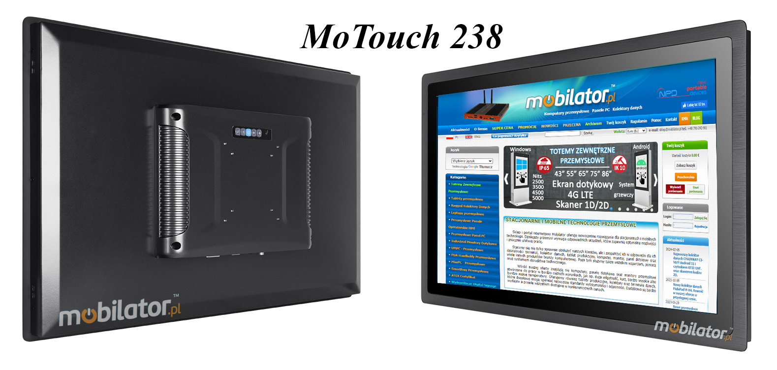 Monitor dotykowy MoTouch 238 Monitor dotykowy Ekran pojemnociowy capacitive wywietlacz 21.5 cala LED mobilator.pl New Portable Devices VGA HDMI
