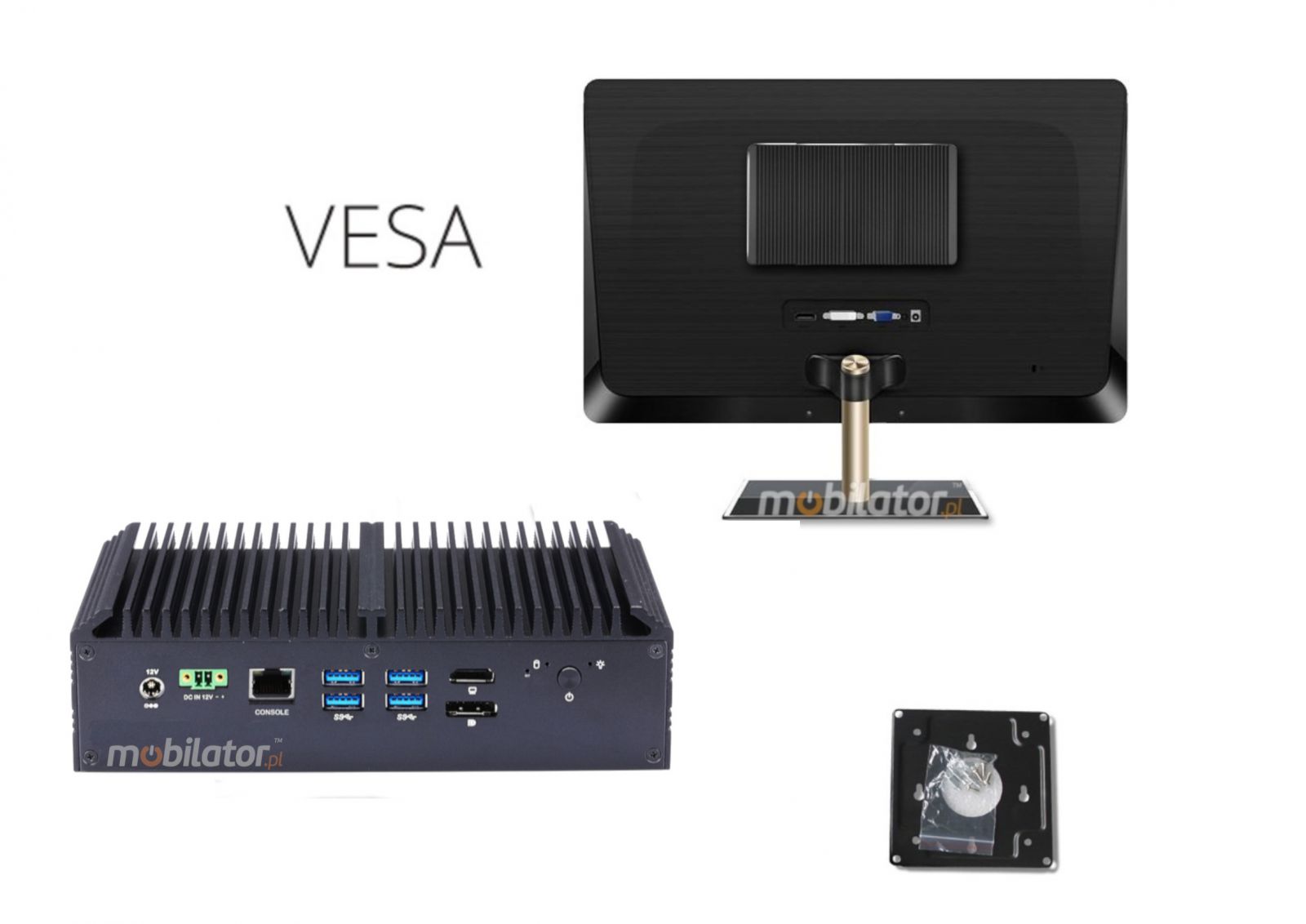 uchwyt VESA pomaga przymocowa Q1012GE do monitora