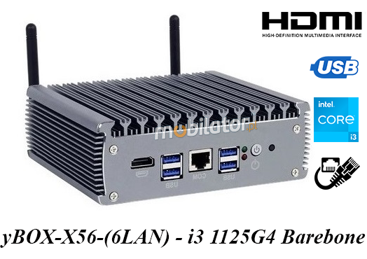 yBOX-X56-(6LAN)- intel i3 uniwersalny komputer przemysowy bezwentylatorowy