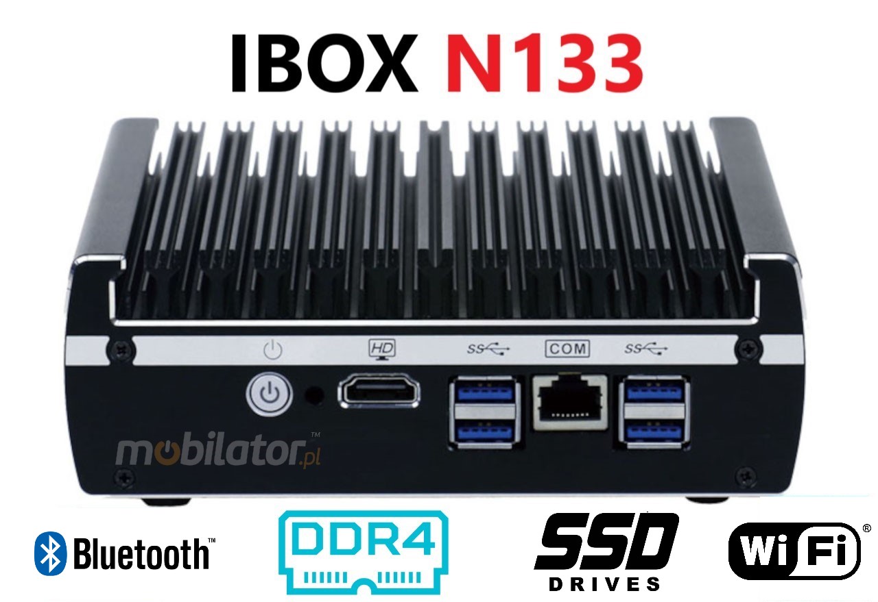   IBOX N133  v.12, SSD DDR4 WIFI BLUETOOTH , przemysowy, may, szybki, niezawodny, fanless, industrial, small, LAN, INTEL i3