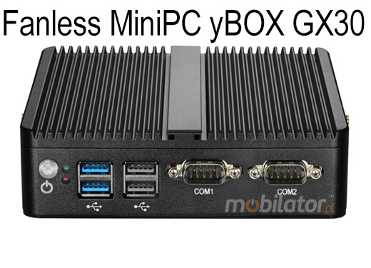 Wzmocniony mini Komputer Przemysowy Fanless MiniPC yBOX GX30 - 3215U v.1 pogladowe com rs232 mobilator szybki 2 lan rj45