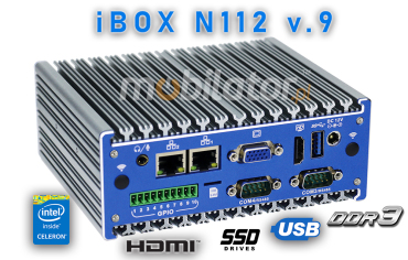 IBOX N112 v.9 - Wytrzymay miniPC z pamici 8GB RAM oraz 4x RS232, VGA, HDMI, SIM, 500GB HDD, procesorem Intel Celeron