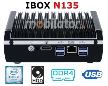 IBOX N135 v.7 - Pojemny miniPC ze zczami 4x USB 3.0, 2x WiFi Hole oraz 6x RJ-45 LAN, dyskiem 500GB HDD i 4GB RAM DDR4