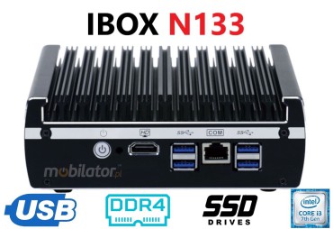 IBOX N133 v.2 - Przemysowy miniPC ze zczami 4x USB 3.0, 1x RJ-45 COM, 4GB RAM i dyskiem 64GB SSD mSATA