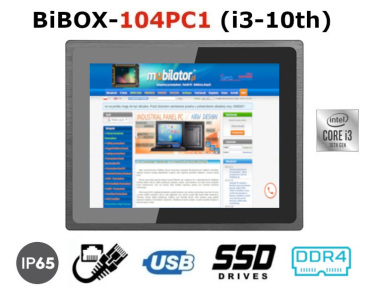 BiBOX-104PC1 (i3-10th) v.1 - Przemysowy komputer panelowy z 4GB RAM, dyskiem 64GB SSD i norm odpornoci IP65 (1xLAN, 4xUSB)