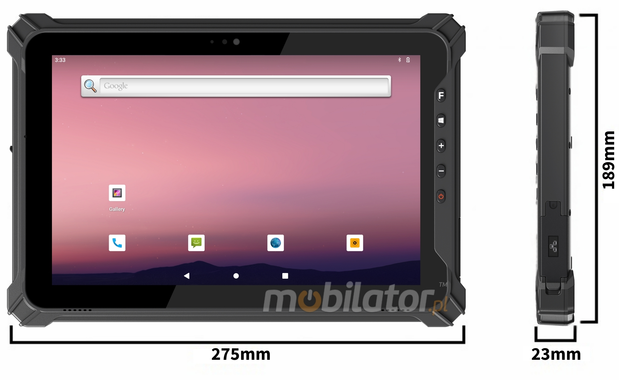 Emdoor T17X Rugged Tablet Dimensions