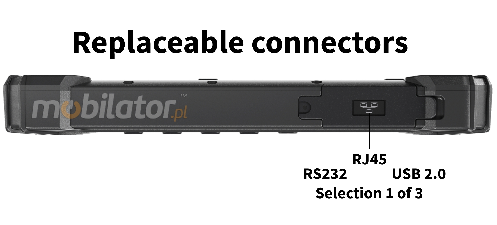 Emdoor T17X - interchangeable RJ45, RS232, USB2.0 connectors