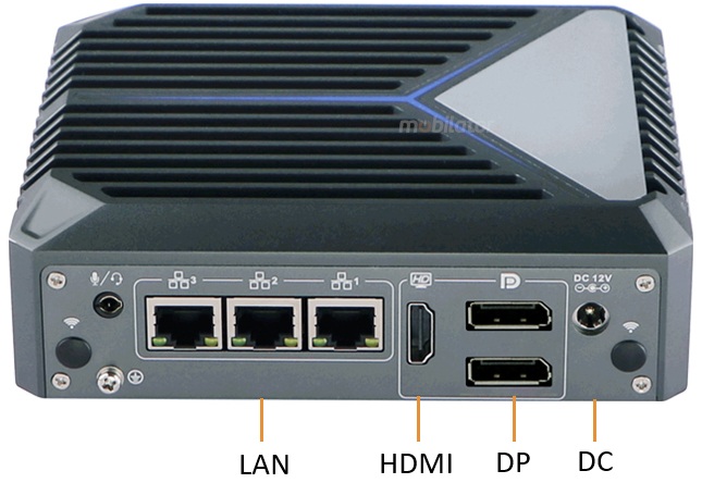 IBOX 1112N przyciski oraz złącza przedniej części miniPC