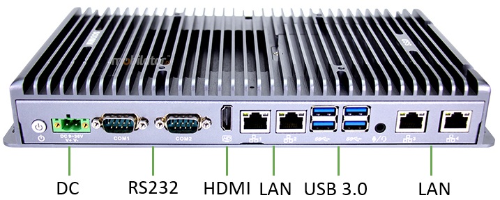 IBOX 6340 przyciski oraz złącza przedniej części miniPC