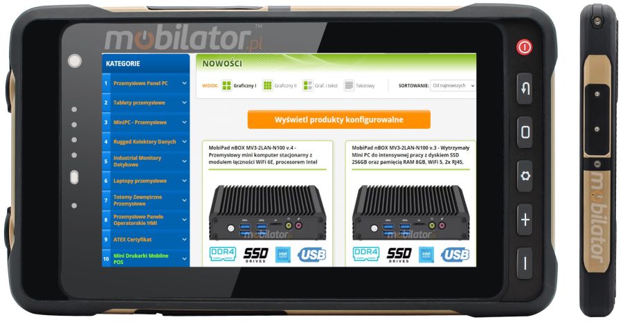 MobiPAD 770X - Rugged tablet for motorcyclists: GPS, Ublox-M9N, USB, and MIL-STD-810G standard. 2600 nits screen and 10000 mAh battery