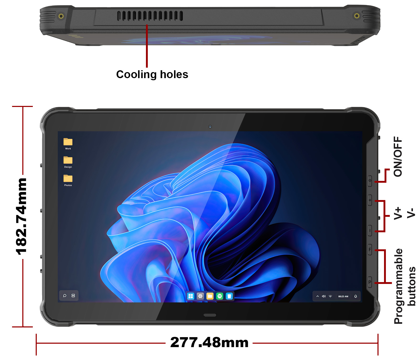 Multifunctional 12" tablets with Windows 11 Pro license