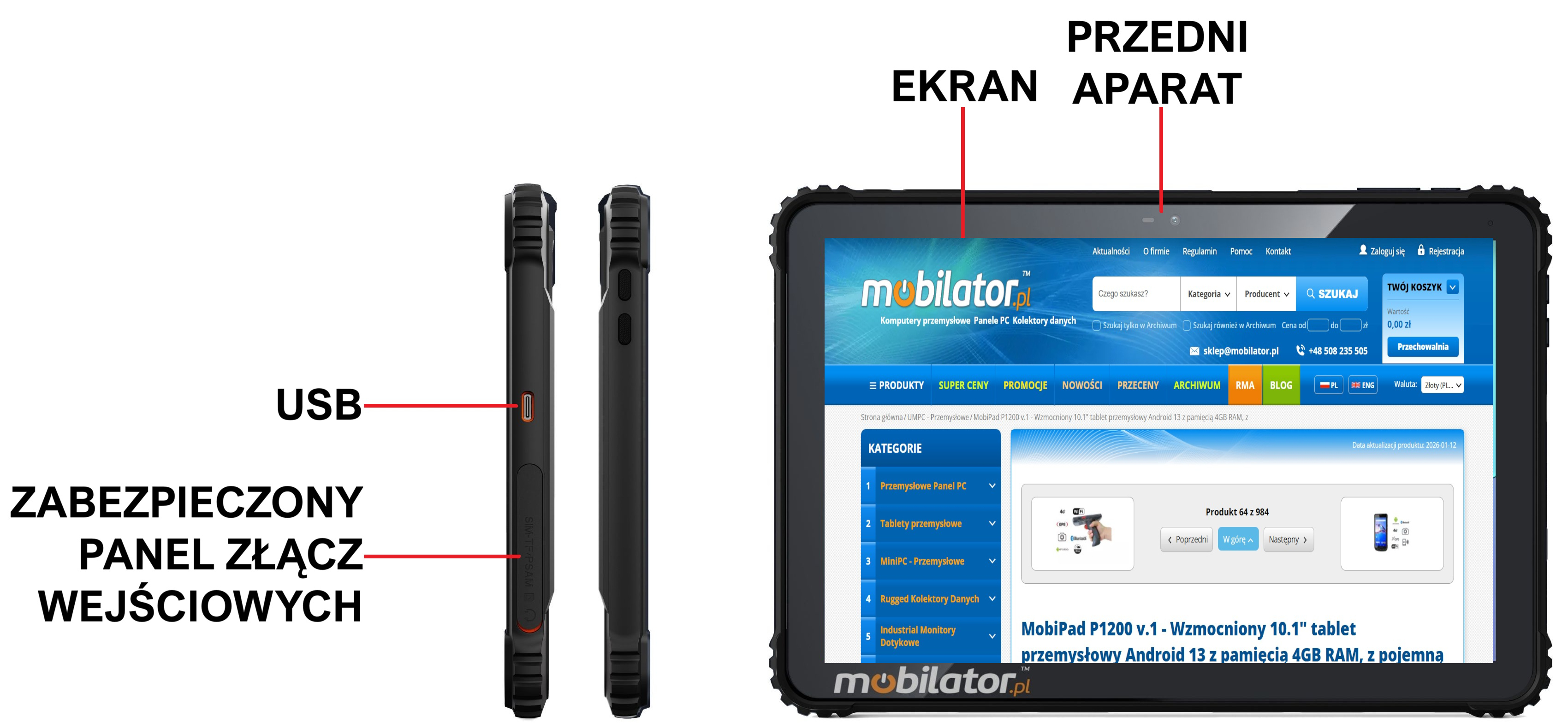 Odporny tablet na wilgoć i kurz