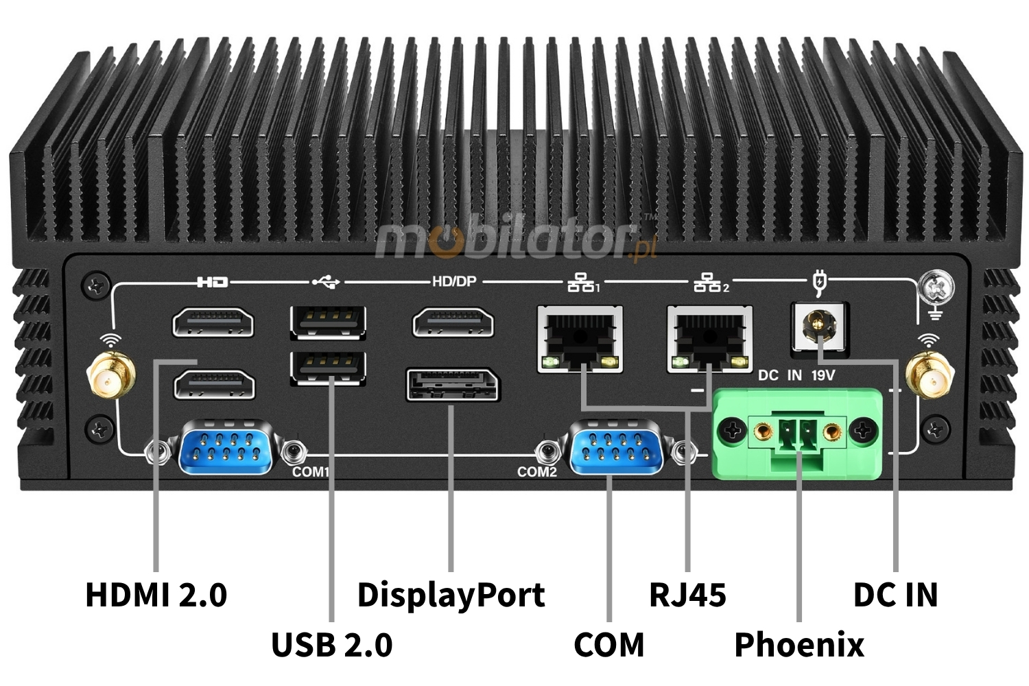 MobiPAD nBOX MK12-V2 rugged mini PC rear cover connectors