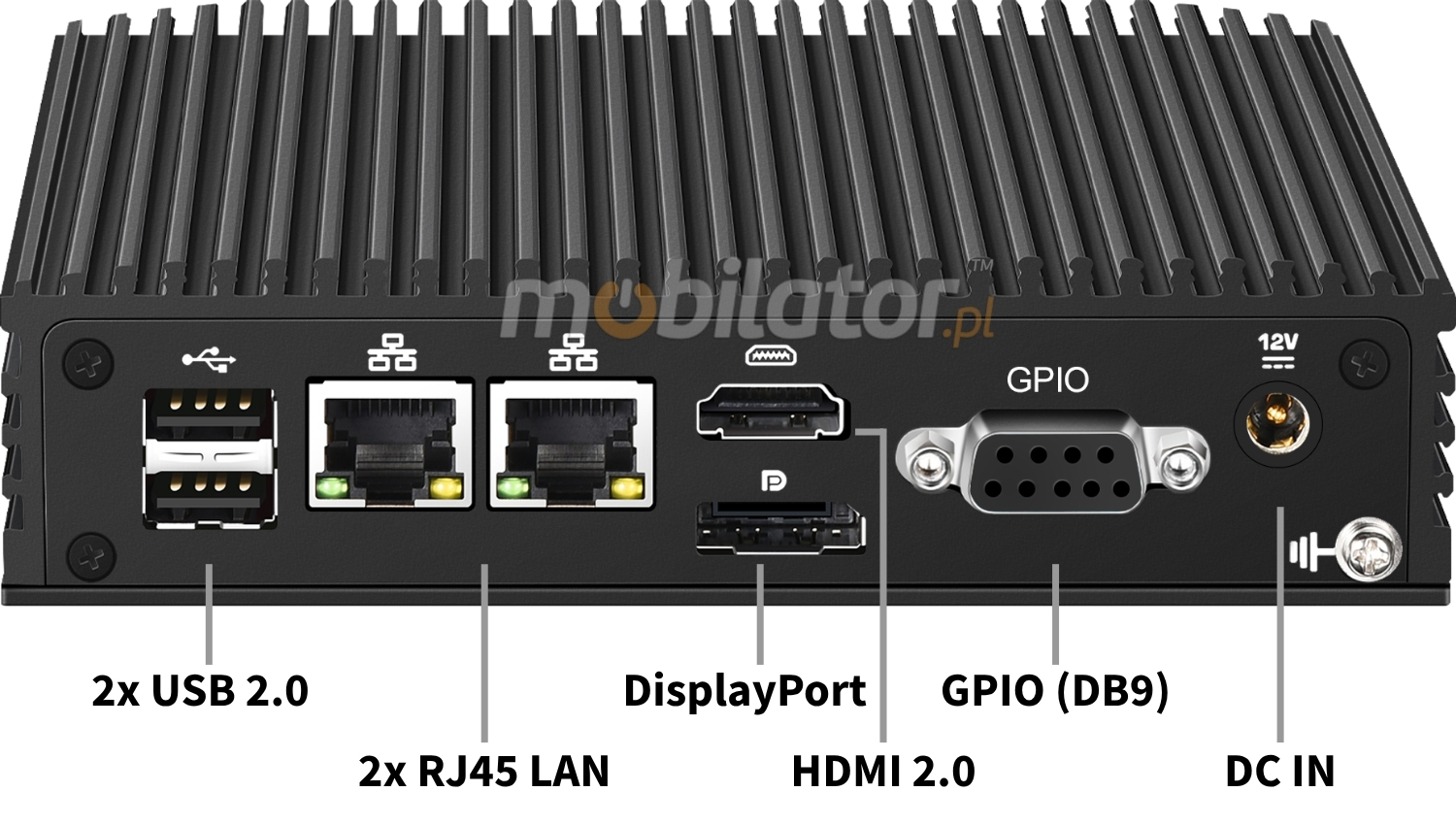 MobiPad nBOX MV2-2C2LG rear connectors of a modern mini PC