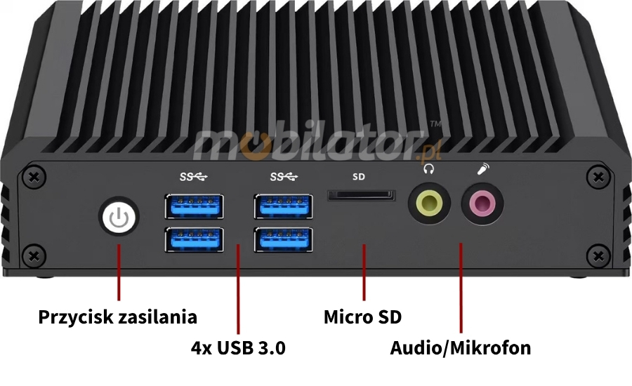 Mobi PAD nBOX MV3-2LAN-N100 przód innowacyjnego miniPC