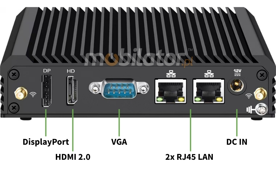 Mobi PAD xBOX MV3-2LAN-N5095 rear part of the economical mini PC
