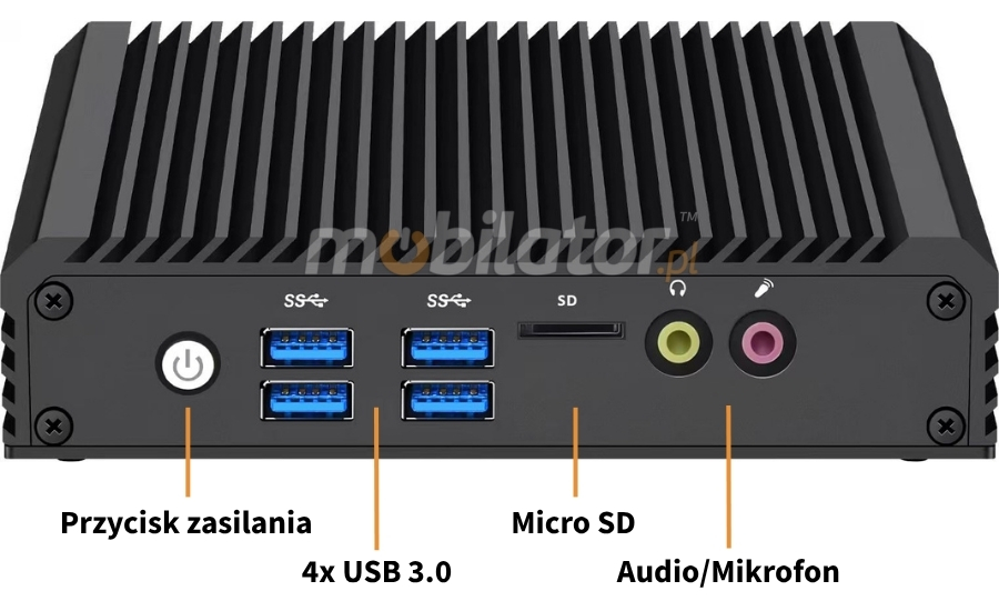 Mobi PAD nBOX MV3-2LAN przód nowatorskiego mini PC