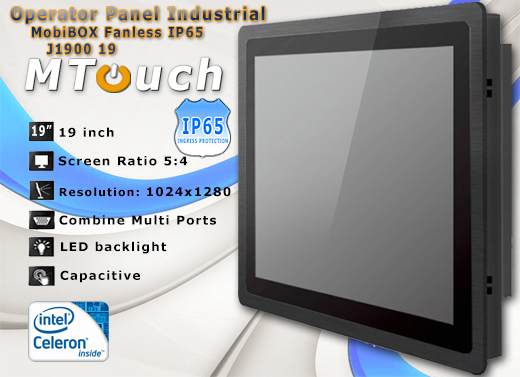 MTouch Operatorski Panel Przemyslowy MobiBOX IP65 1037U 19 Komputer panelowy Panel PC  Przemysłowy komputer panelowy Ekran rezystancyjny 5 wire resistive wyświetlacz 19 cali mobilator.pl New Portable Devices Windows RS-232 COM VGA HDMI Intel Celeron 