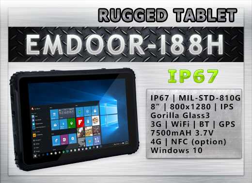 EMDOOR i88h windows 10 tablet przemysłowy wodoodporny pyłodporny wrtrząsodporny super wytrzymała konstrukcja