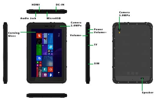 EMDOOR i88h windows 10 tablet przemysłowy wodoodporny pyłodporny wrtrząsodporny super wytrzymała konstrukcja