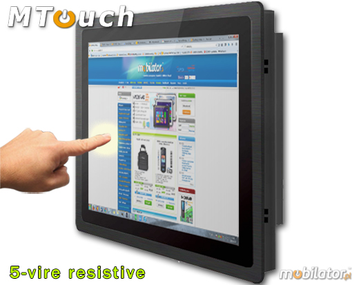 MTouch Operatorski Panel Przemyslowy MobiBOX IP65 1037U 19 Komputer panelowy Panel PC Przemysłowy komputer panelowy Ekran rezystancyjny 5 wire resistive wyświetlacz 19 cali mobilator.pl New Portable Devices Windows RS-232 COM VGA HDMI Intel Celeron