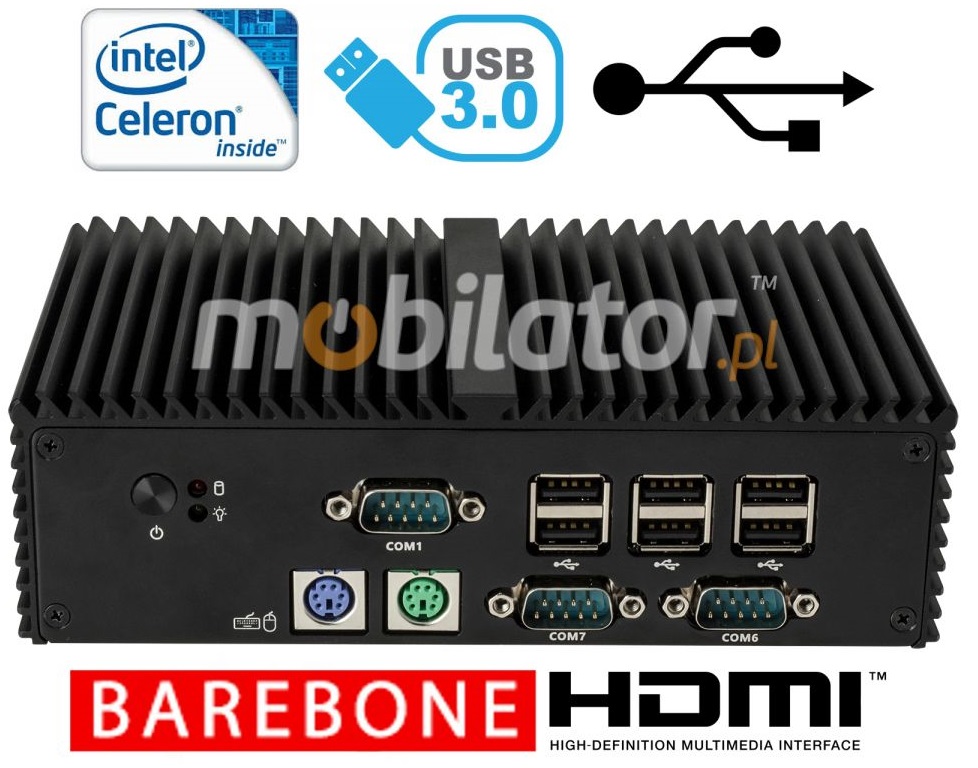 Bezwentylatorowy Komputer Przemysłowy MiniPC mBOX Q190X - PS/2 Barebone
