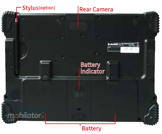 imobile imt-1063 tablet przemysłowy GPS battery camera back mobilator