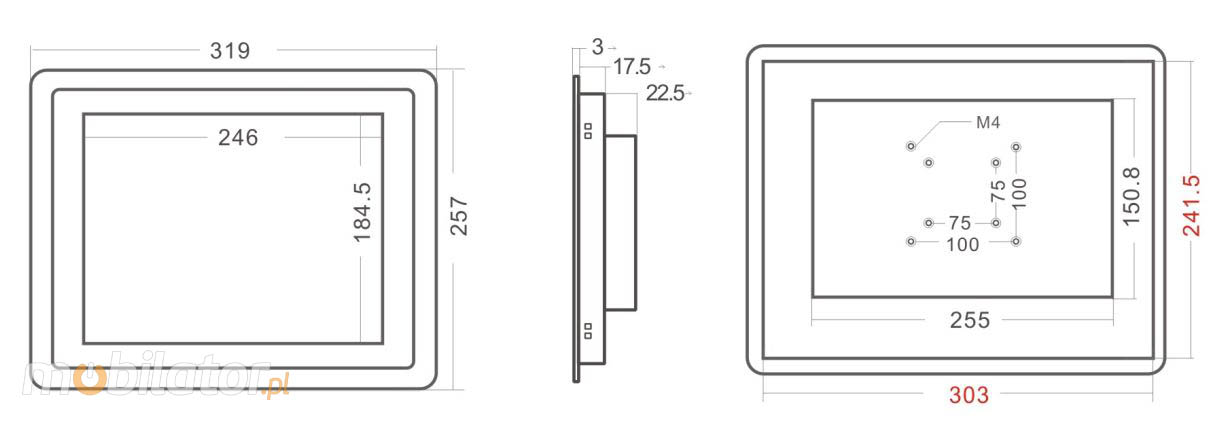 Monitor dotykowy MoTouch 12.1 Monitor dotykowy Ekran pojemnościowy capacitive wyświetlacz 12.1 cala LED mobilator.pl New Portable Devices VGA HDMI