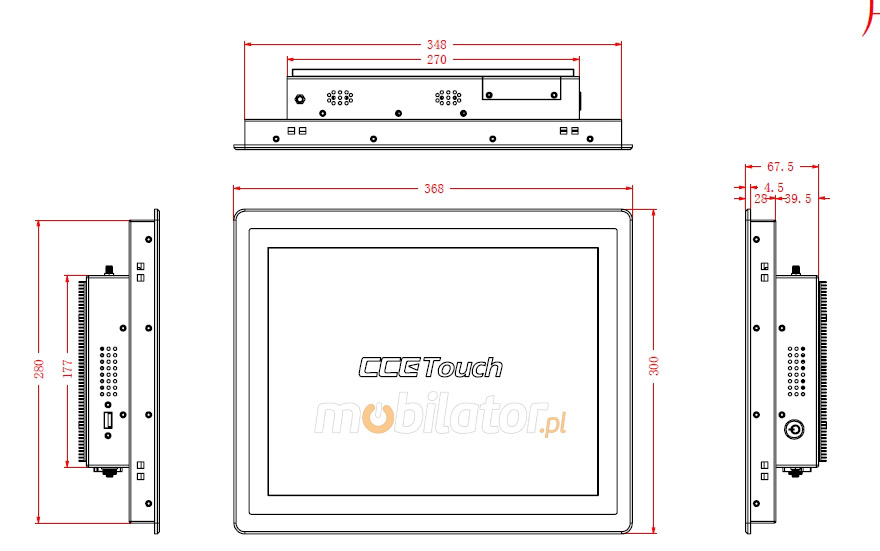Mobilator CCETouch CTPC150RD3 Flat Design PCAP Fanless Touch PC, LED panel, 10 points touch screen, built-in WIFI, 12V DC input
