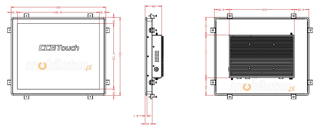 CCE Touch CTPC170RD3 Mobilator Flat Design PCAP Fanless Touch PC, LED panel,built-in WIFI, 12V DC input