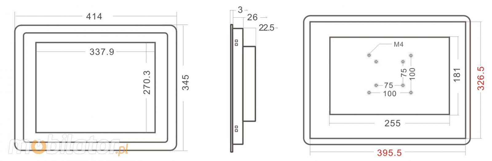 industrial panel pc durable resistant monitor lcd screen A64 Quad-core Cortex-A53 2G+8G Capacitive touch screen wifi IP65 for the front bezel mobilator poland