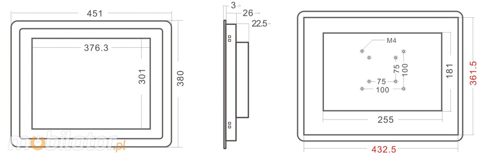 industrial panel pc durable resistant monitor lcd screen A64 Quad-core Cortex-A53 2G+8G Capacitive touch screen wifi IP65 for the front bezel mobilator poland