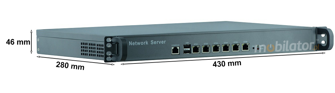 MiniPC yBOX 1U - Komputer przemysłowy fanless 6x LAN do szafy rakowej pasywny vga intel mobilator wzmocniony szybki 6 lan rj45