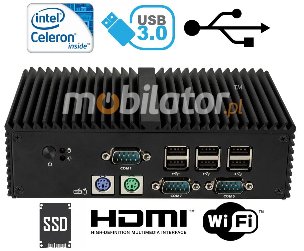Mini Komputer Bezwentylatorowy - Przemysłowy Fanless MiniPC mBOX Q190X - PS/2 SSD WiFi