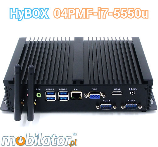 Przemysłowy Industrial Komputer Fanless MiniPC RS232 USB 3.0 COM LAN RJ-45 HDMI VGA Mini Computer