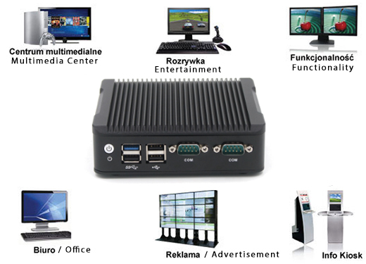 Industrial Computer Fanless MiniPC RS232 USB 3.0 COM LAN RJ-45 HDMI VGA Mini computer